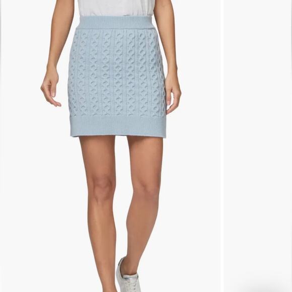 NWOT Paige Juliet Cable Wool Blend Sweater Skirt in Sky Blue – Sz L - Picture 1 of 7